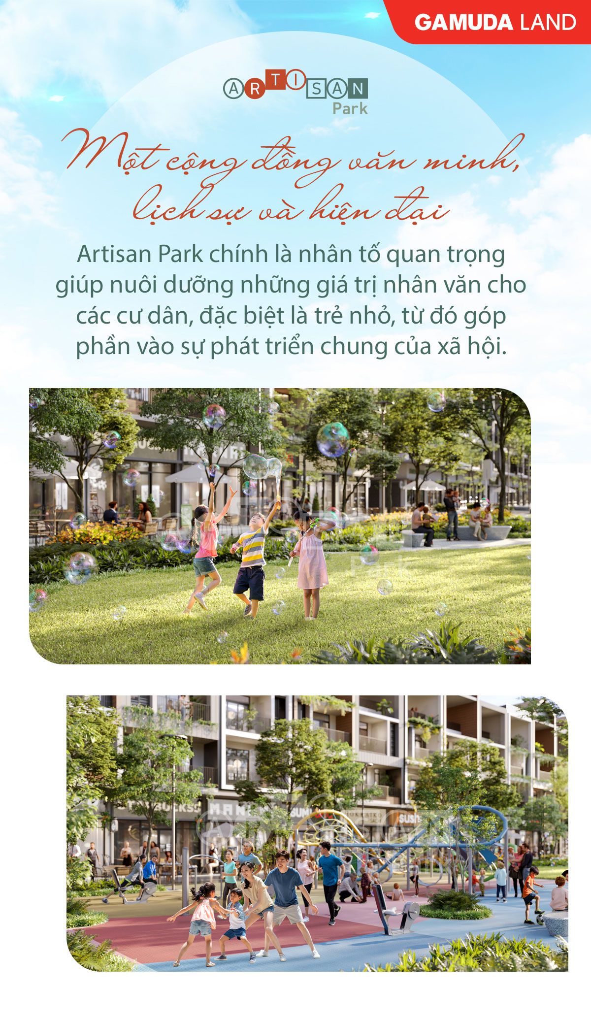 Artisan Park chính là nhân tố quan trọng giúp nuôi dưỡng những giá trị nhân văn cho các cư dân.